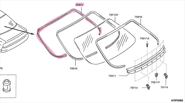 NISSAN Rear Window Molding - Skyline BCNR33 ER33 ENR33 2Dr #663101774 NISSAN