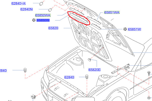 NISSAN Rubber Seal Hood - R34 BNR34 #663101684
