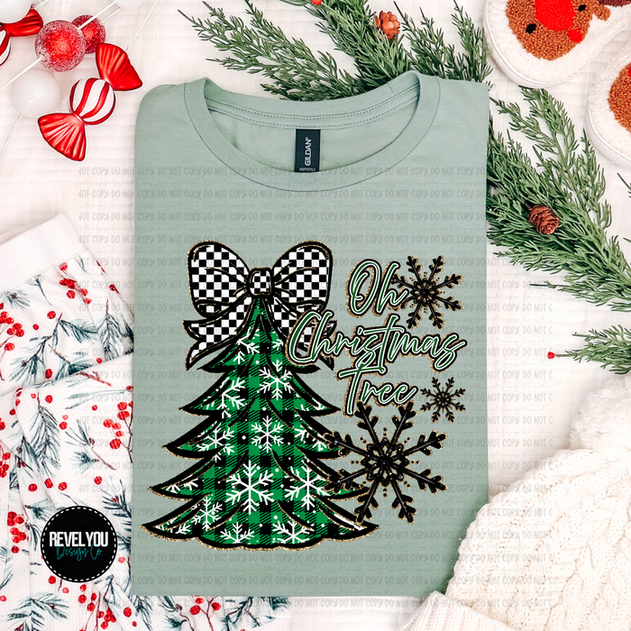 Oh Christmas Tree Bow Green - PNG