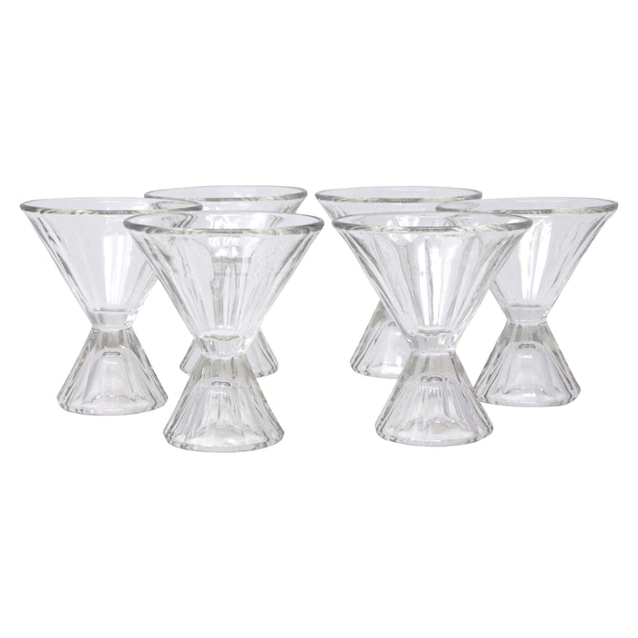 Vintage Paneled Art Deco Cone Stem Cocktail Glasses Front View | The Hour Shop