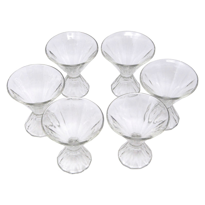 Vintage Paneled Art Deco Cone Stem Cocktail Glasses Top View | The Hour Shop