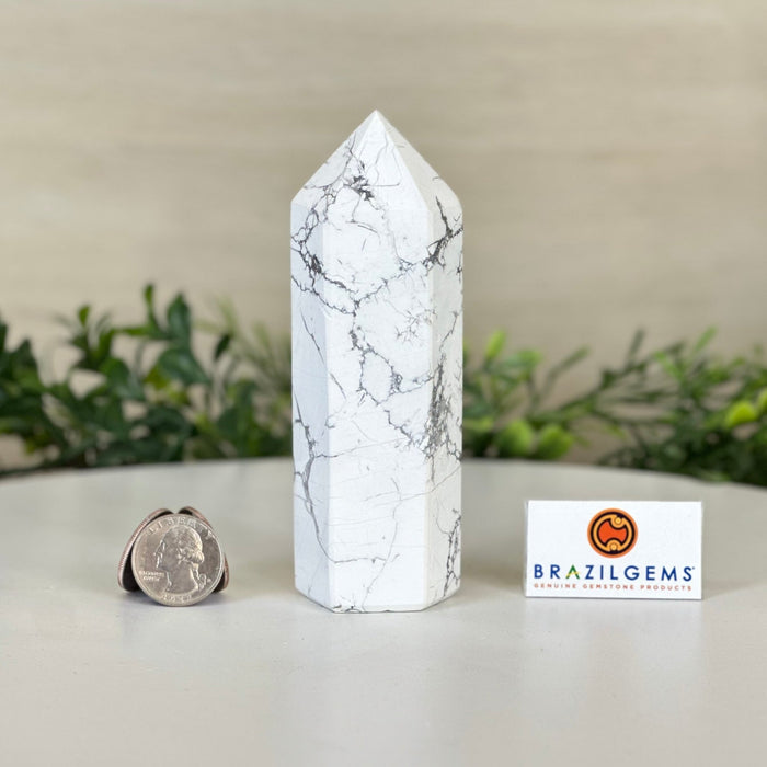 Polished Howlite Crystal Tower 5" Tall #3106HW - 003 - Brazil GemsBrazil GemsPolished Howlite Crystal Tower 5" Tall #3106HW - 003Crystal Points3106HW - 003