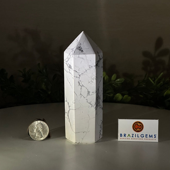 Polished Howlite Crystal Tower 5" Tall #3106HW - 003 - Brazil GemsBrazil GemsPolished Howlite Crystal Tower 5" Tall #3106HW - 003Crystal Points3106HW - 003