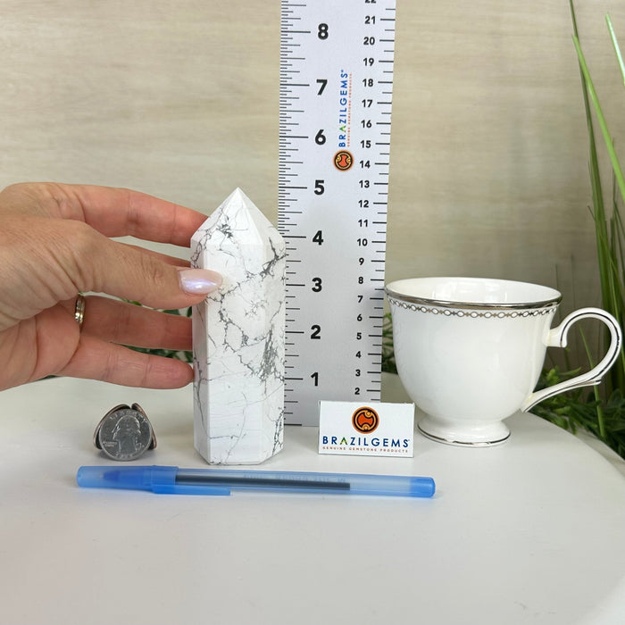 Polished Howlite Crystal Tower 5" Tall #3106HW - 003 - Brazil GemsBrazil GemsPolished Howlite Crystal Tower 5" Tall #3106HW - 003Crystal Points3106HW - 003