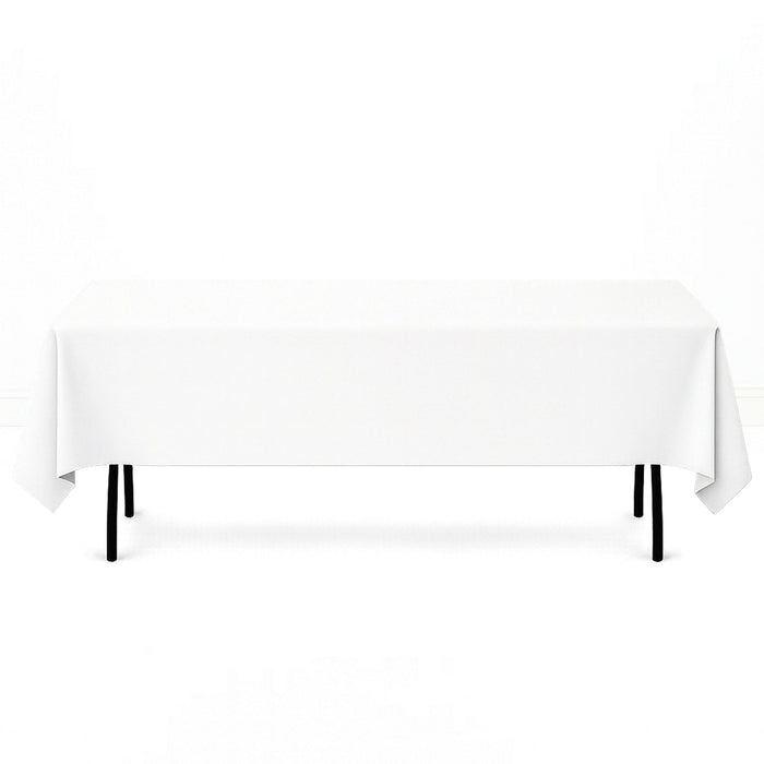 Premium Polyester Rectangle Tablecloth 60"x102" - 220GSM - White - By TCF Linen