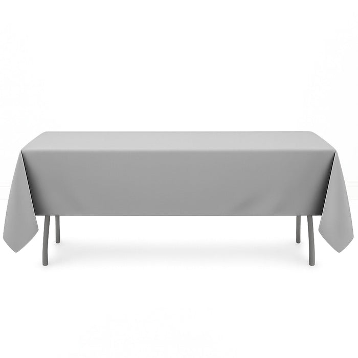 Premium Polyester Rectangle Tablecloth 60"x126" - 220GSM - Silver - By TCF Linen