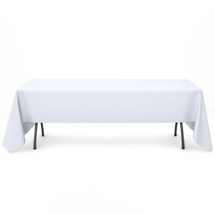 Premium Polyester Rectangle Tablecloth 60"x126" - 220GSM - White - By TCF Linen