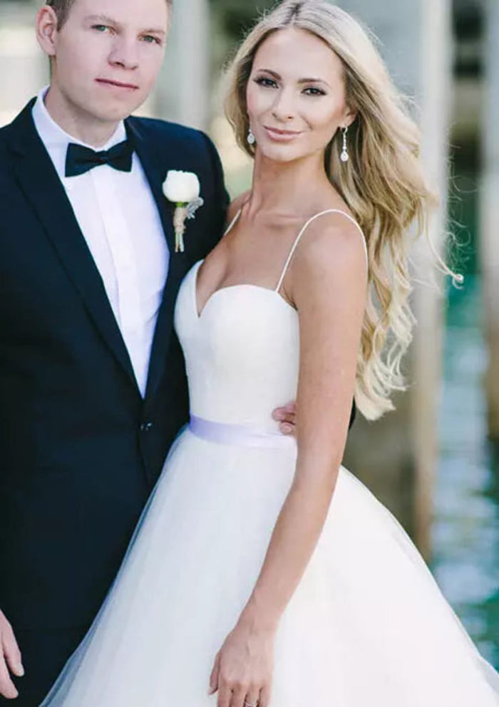 Princess Strap Sweetheart Sleeveless Sweep Tulle Wedding