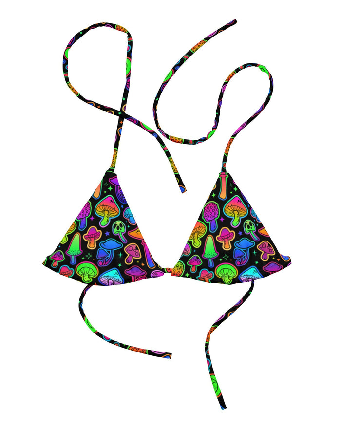 Psilo Triangle Top by One Stop Rave on a white background with the strings spread out.