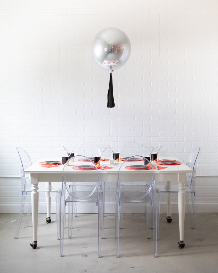 Racecar - 16in Silver Foil Balloon Centerpiece