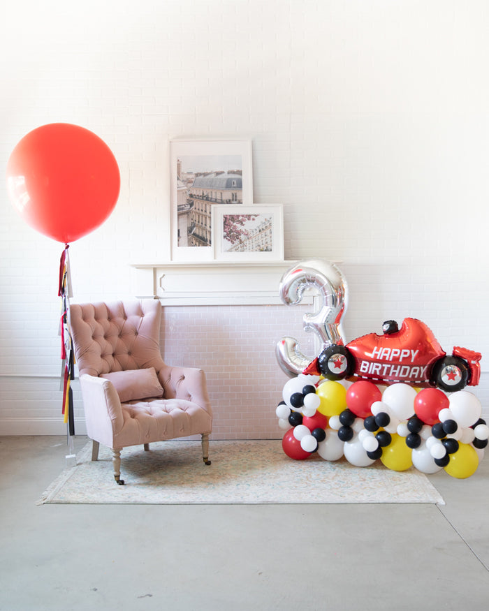 Racecar - Number Balloon Pedestal - 4ft