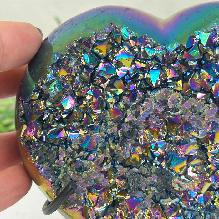 Rainbow Aura Quartz Heart on a Metal Stand, 2.2 lbs & 5.5" Tall #5463RA - 059 - Brazil GemsBrazil GemsRainbow Aura Quartz Heart on a Metal Stand, 2.2 lbs & 5.5" Tall #5463RA - 059Hearts5463RA - 059