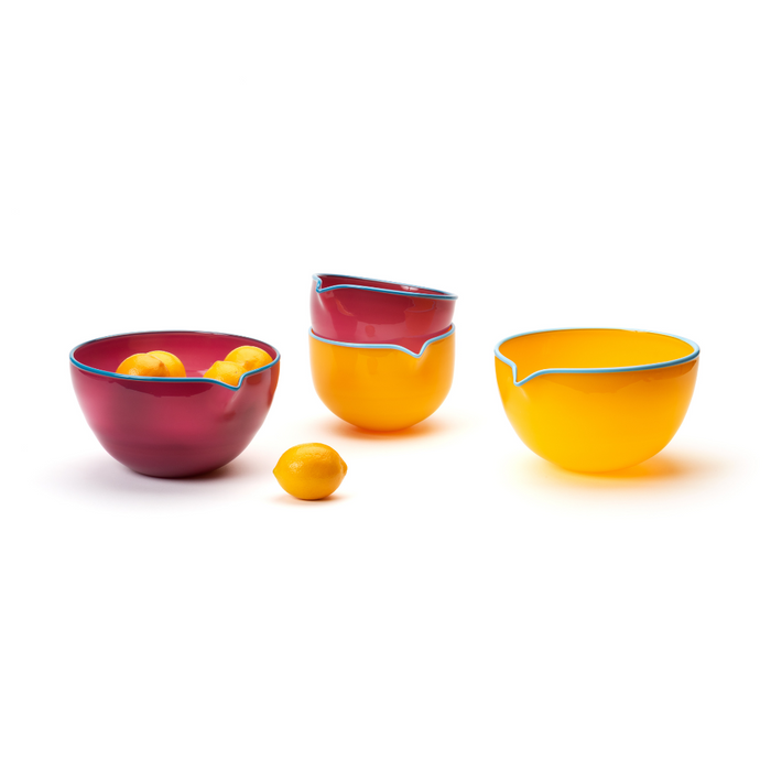 Raspberry Sorbet Spouted Glass Bowl, Medium