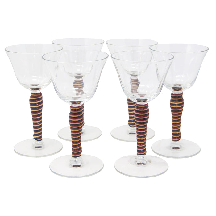 Vintage Rattan Wrap Cocktail Stems Front | The Hour Shop