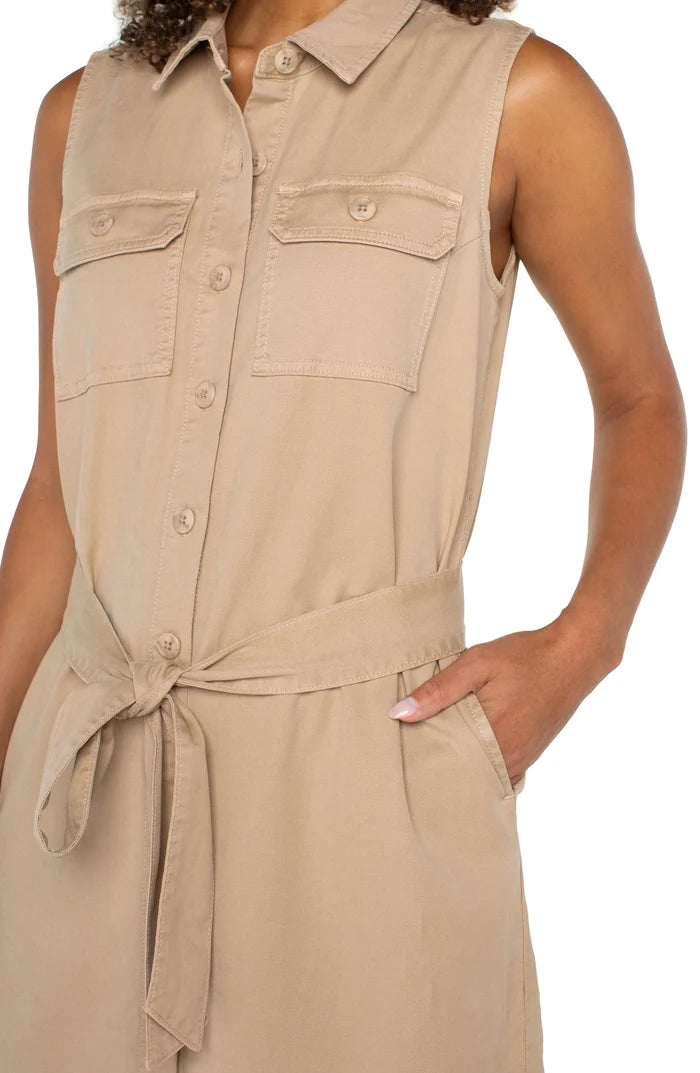 Sleeveless Shirt Dress Cappuccino