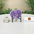 Small Amethyst Geode Heart, Metal Stand, 0.2 lbs & 2.5” Tall #5463-0447