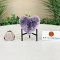 Small Amethyst Geode Heart, Metal Stand, 0.2 lbs & 2.7” Tall #5463-0445