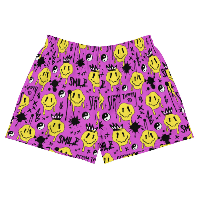 Smile Splatter Recycled Shorts, Athletic Shorts, - One Stop Rave