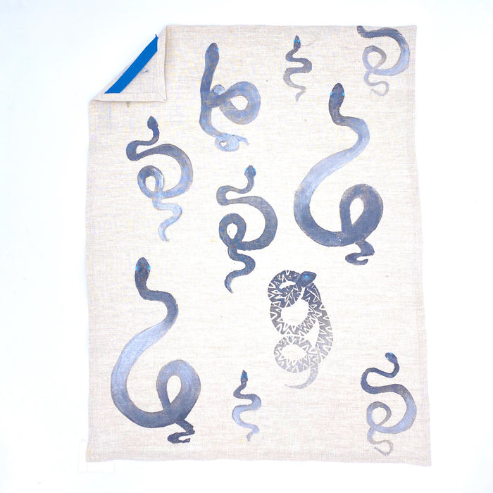 Snakes in Mountain Silver Linen Tea Towels