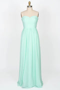 Strapless Sweetheart Mint Green Chiffon Long Bridesmaid