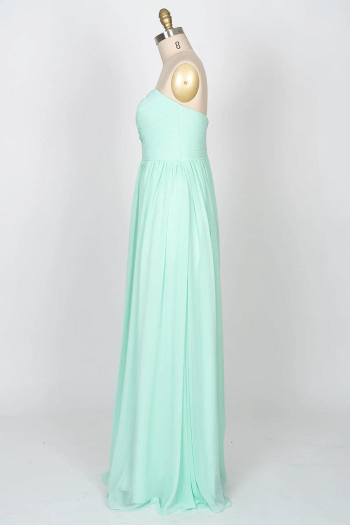 Strapless Sweetheart Mint Green Chiffon Long Bridesmaid