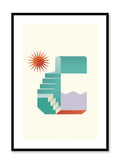 Sunny Step is a minimalist illustration poster of a geometric staircase by Opposite Wall.