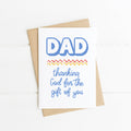 Brightly coloured Christian Father's Day card with words of appreciation and hand lettering