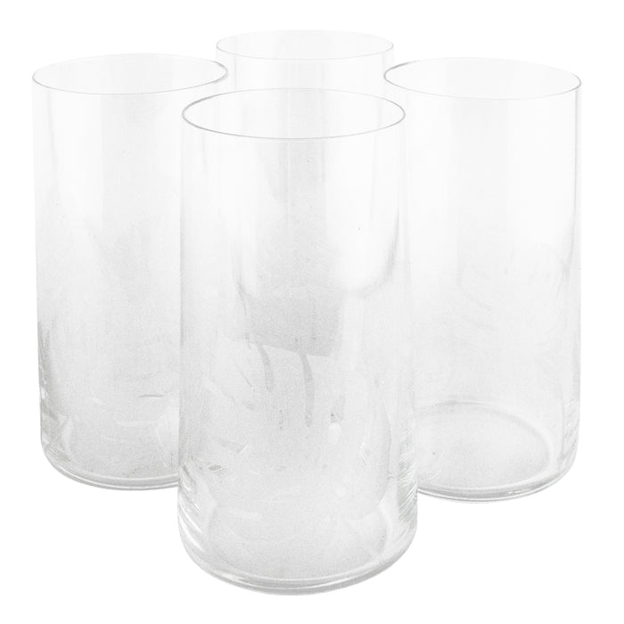 The Modern Home Bar Etched Philodendron Highball Glasses