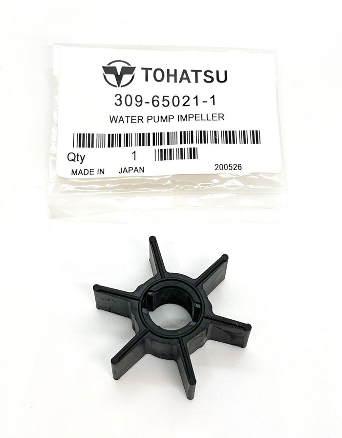 Genuine Tohatsu water pump impeller, part 309650211M, for 2.5 and 3.5 HP 2-stroke outboards