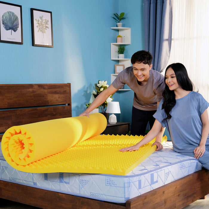 Uratex Back Care Mattress Topper Firm in yellow, back view