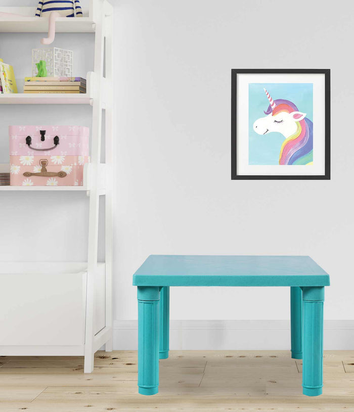 Uratex Monoblock 2401-15 Square Table in mint and green, front view