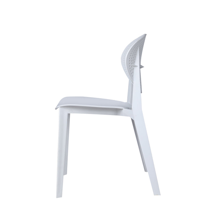 Uratex Monoblock Aversa Chair in white, left side view