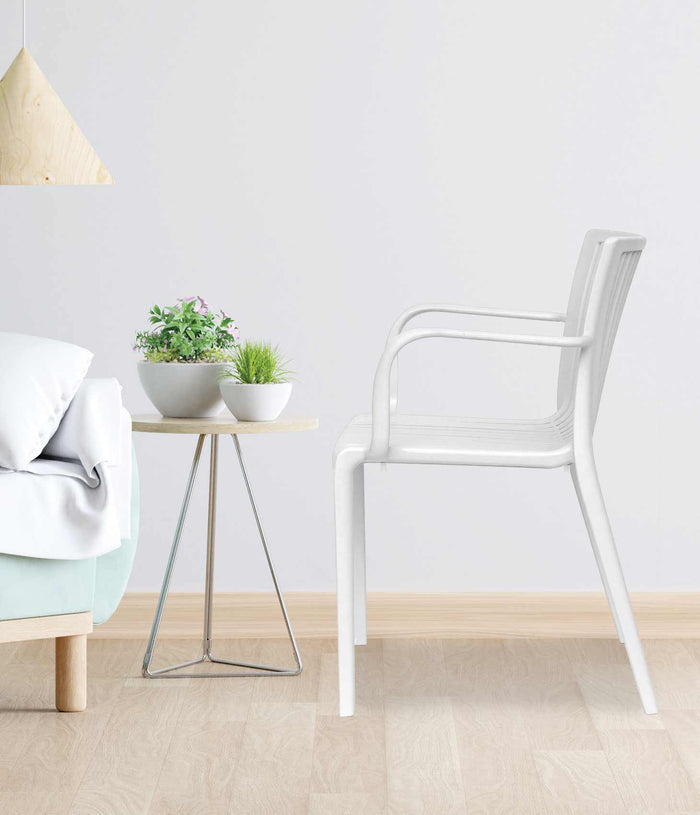 Uratex Monoblock Charlotte Armchair in white, left side view