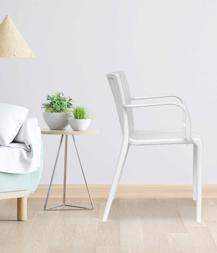 Uratex Monoblock Charlotte Armchair in white, right side view
