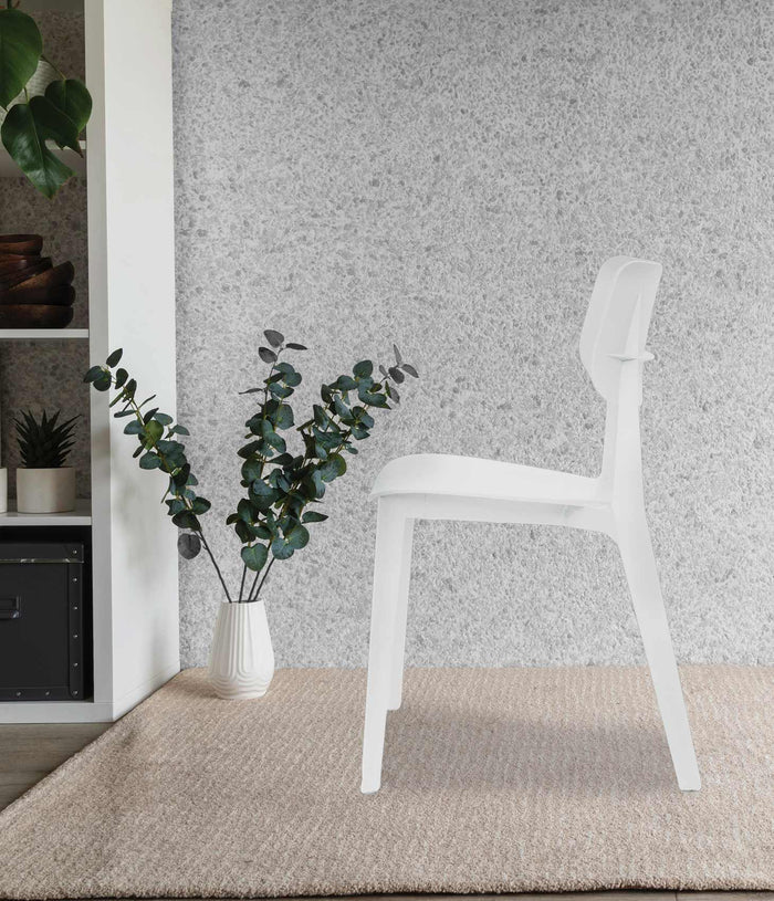 Uratex Monoblock Marciana Chair in white, left side view