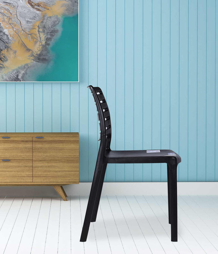 Uratex Monoblock Olympia Bistro Chair in black, right side view