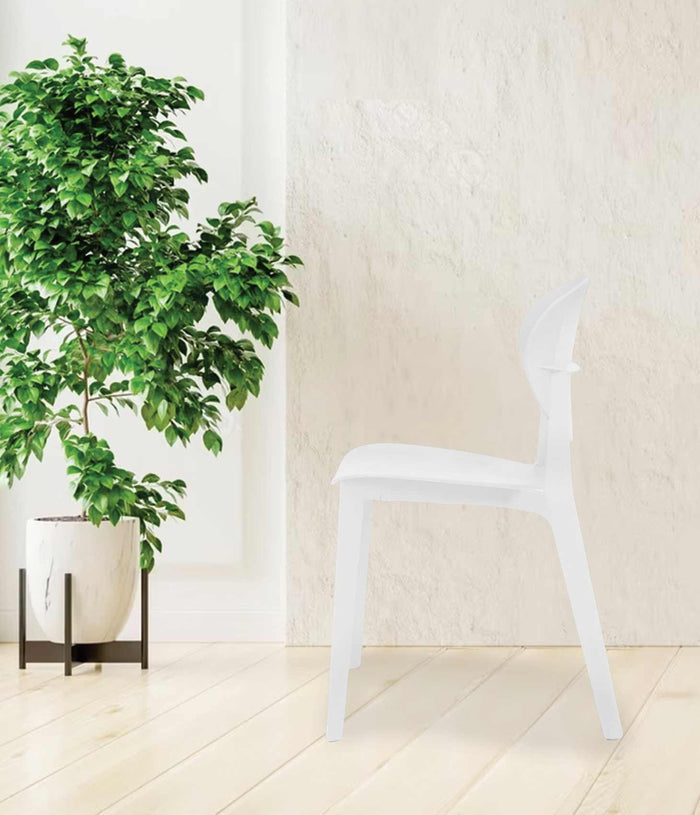 Uratex Monoblock Viola Chair in white, left side view