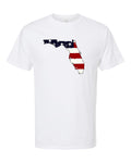 USA Flag State Florida on White Short Sleeve