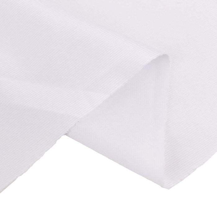 White fabric with a smooth texture and clean edges.