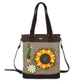 Work Tote Brown Stripe Sunflower
