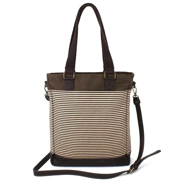 Work Tote Brown Stripe Sunflower