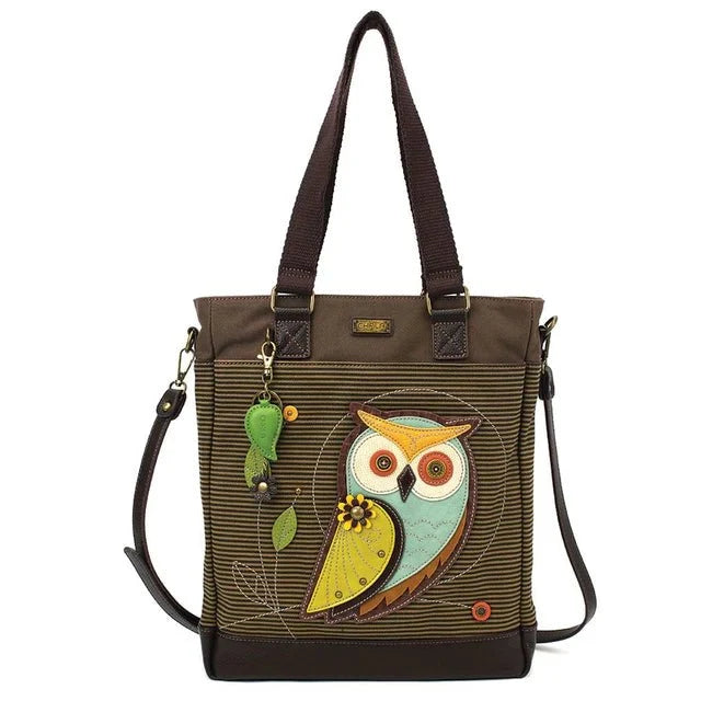 Work Tote Olive Stripe Owl