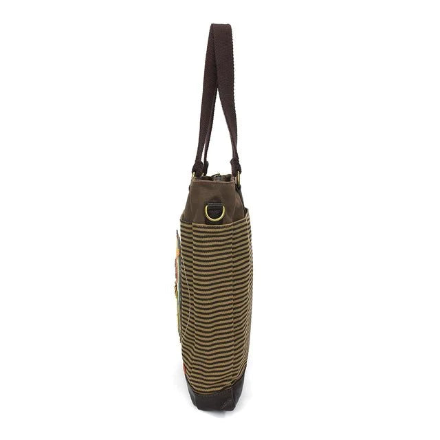 Work Tote Olive Stripe Owl