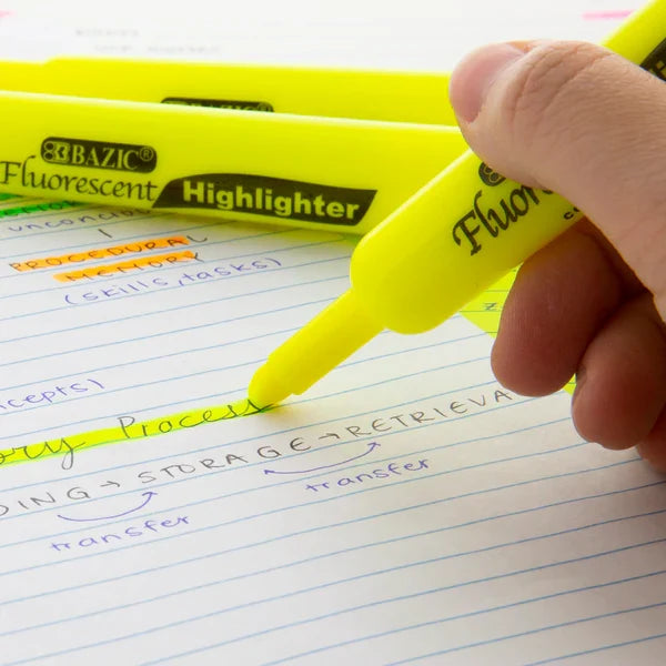 Yellow Desk Style Fluorescent Highlighters (12/Box) Sold in 12 Units