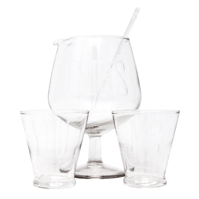 Vintage You Me & Ours Pedestal Cocktail Pitcher Set Front | The Hour Shop